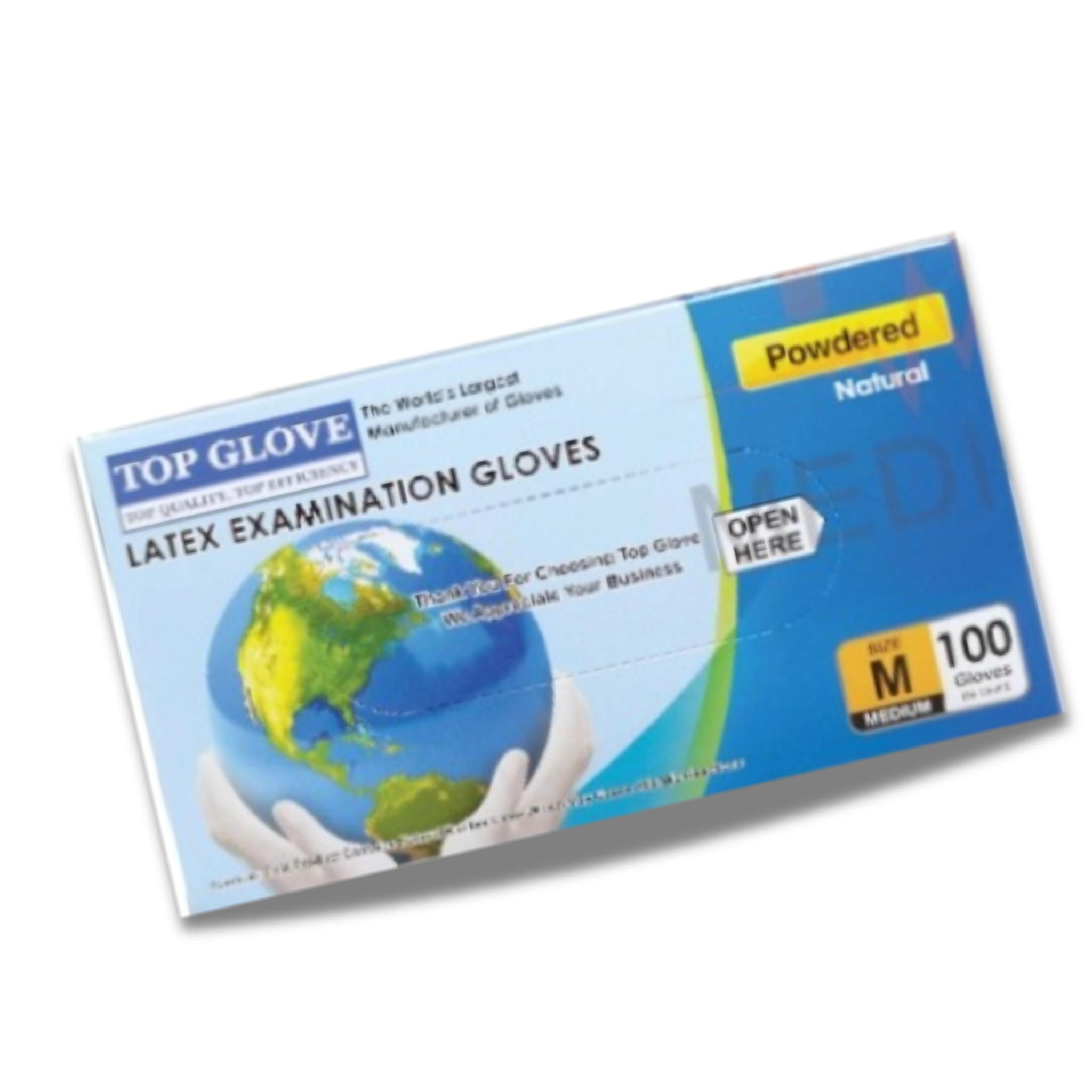 Top Glove Latex Examination Gloves, Powdered, White (100 Pcs Per Box)(Size : S, M, L) Natural Medical Gloves